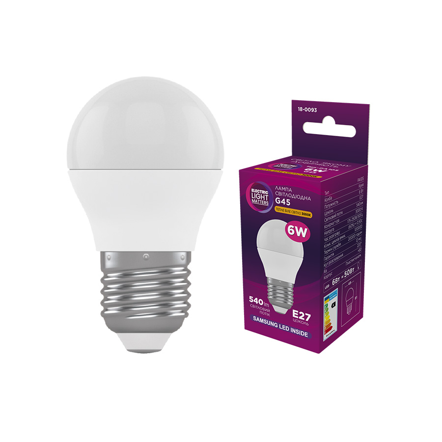 Лампа світлодіодна куля ELM PA10 6W E27 3000K